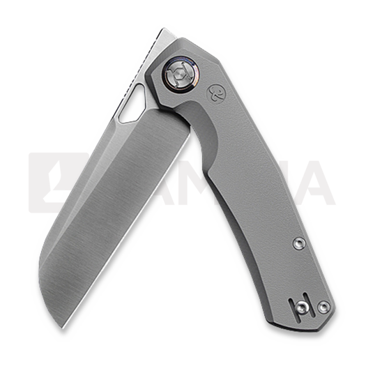 Kunwu Knives TAO Sheepsfoot - Satin - Titanium folding knife, Orange Peel Texture