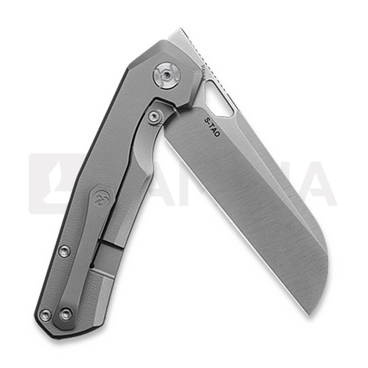 Skladací nôž Kunwu Knives TAO Sheepsfoot - Satin - Titanium, Orange Peel Texture