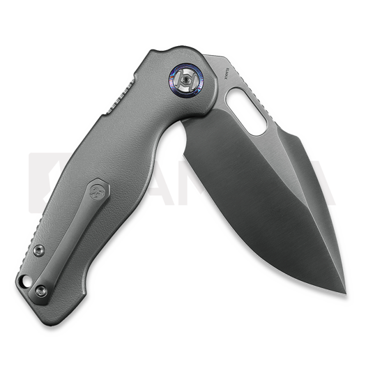 Kunwu Knives Verta Gringo - Satin - Titanium sulankstomas peilis, Orange Peel Texture