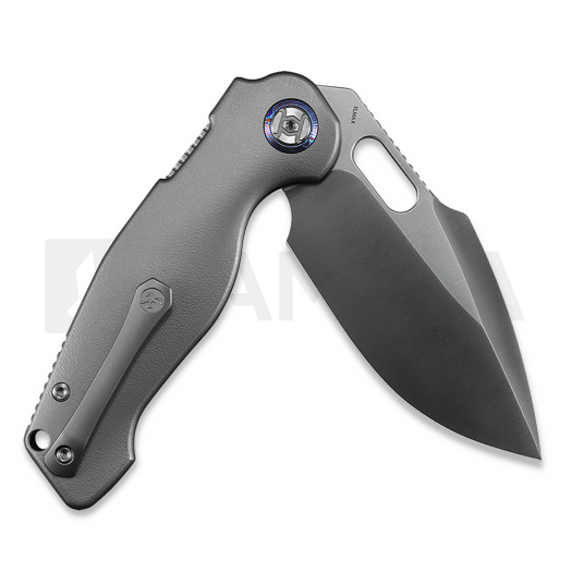 Kunwu Knives Verta Gringo - Satin - Titanium összecsukható kés, Orange Peel Texture