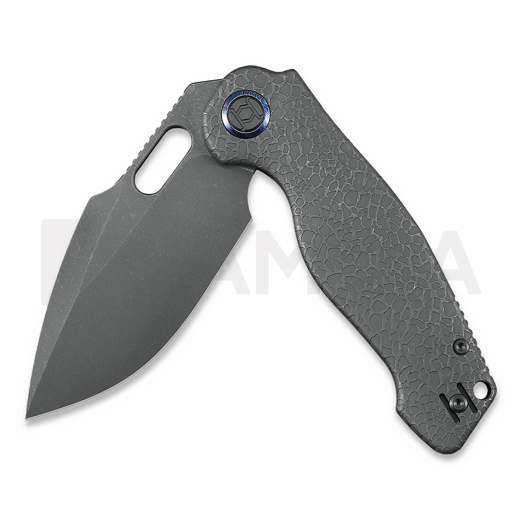 Kunwu Knives Verta Gringo - Stonewashed - Titanium folding knife, Honeydew Texture