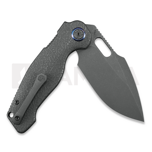 Kunwu Knives Verta Gringo - Stonewashed - Titanium סכין מתקפלת, Honeydew Texture