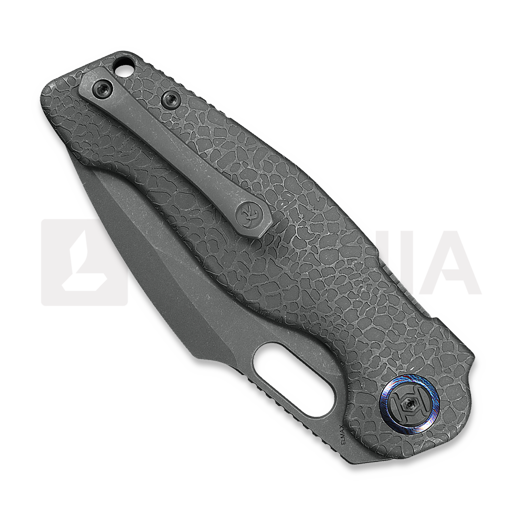 Kunwu Knives Verta Gringo - Stonewashed - Titanium סכין מתקפלת, Honeydew Texture