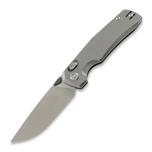 Kunwu Knives X-TAO - Satin - Titanium סכין מתקפלת, Orange Peel Texture
