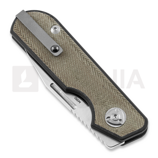 Liong Mah Designs Traveller Clip Point folding knife, Green Micarta