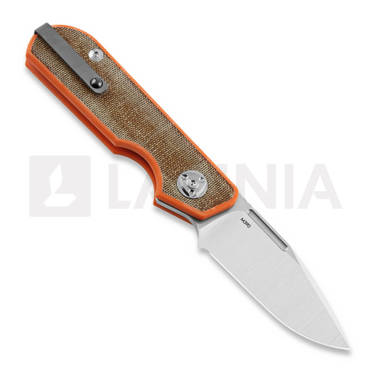 Liong Mah Designs Traveller Spear Point sulankstomas peilis, Brown Micarta