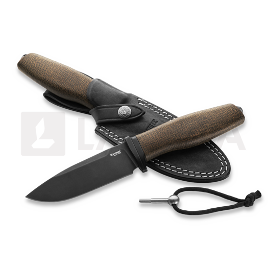 Lionsteel Acha - Green Burlap - Black blade kniv AHBBLG