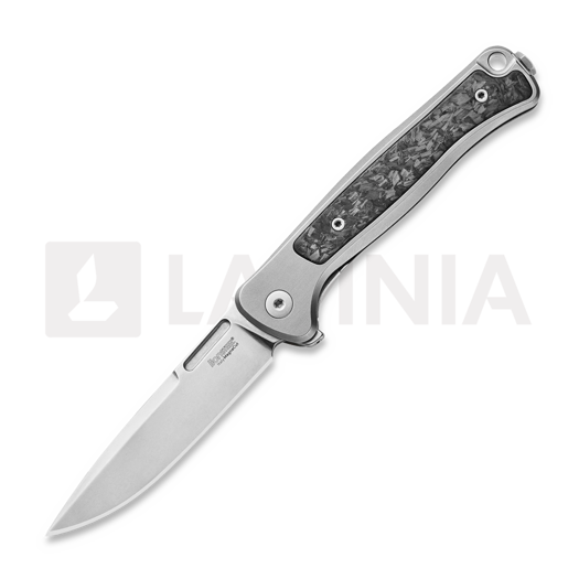 Nóż składany Lionsteel Emmet - MagnaCut - Solid Ti + CF, szara EM01GY