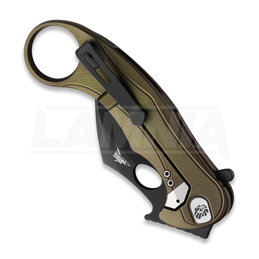 Lionsteel L.E.One MID - Blackwashed sulankstomas peilis, žalia LE2AGB