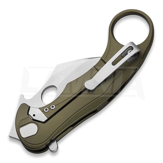 Lionsteel L.E.One MID - Stonewashed sulankstomas peilis, žalia LE2AGS