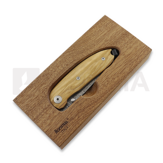 Lionsteel Mini Opera Damascus sulankstomas peilis, Olive 8210DUL