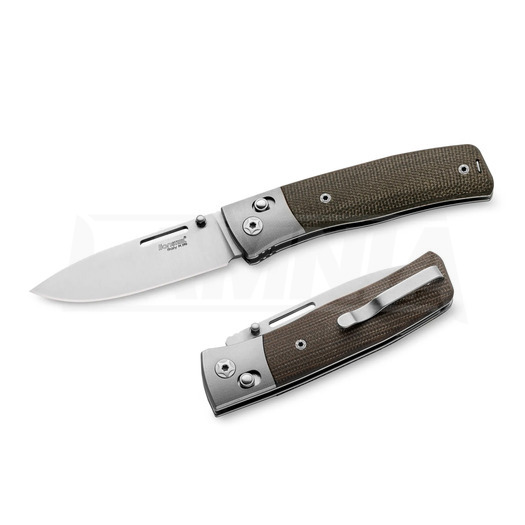 Liigendnuga Lionsteel NiNi - Ti Bolster - Green Canvas Micarta NN2CVG
