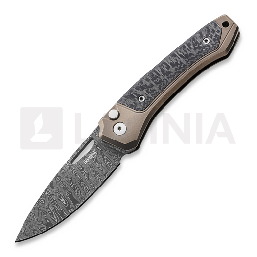Saliekams nazis Lionsteel Twain - Damascus - Solid Ti Bronzed + Solid CF TWDBR