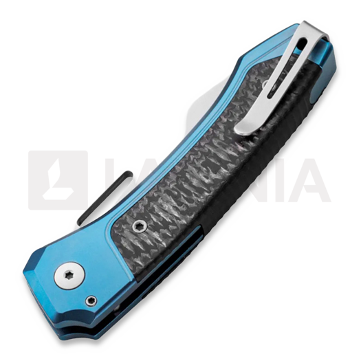 Lionsteel Twain - MagnaCut - Solid Ti Blue + Solid CF sulankstomas peilis TWBLCF
