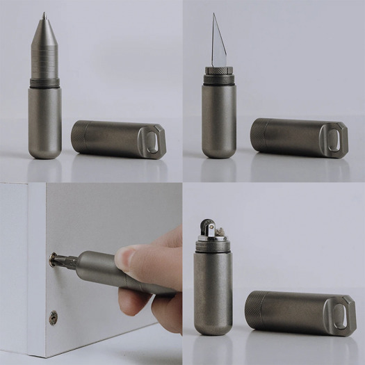 Narzędzie uniwersalne Logical Carry Titanium Set - Pen/Blade/Lighter