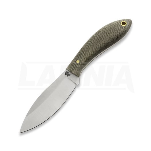 มีด LT Wright Small Northern Hunter AEB-L, high flat, green micarta