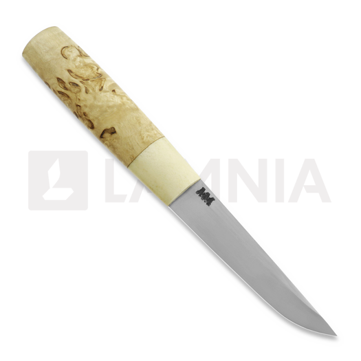 M.M Custom Knives Puukko, Curly birch, deer antler