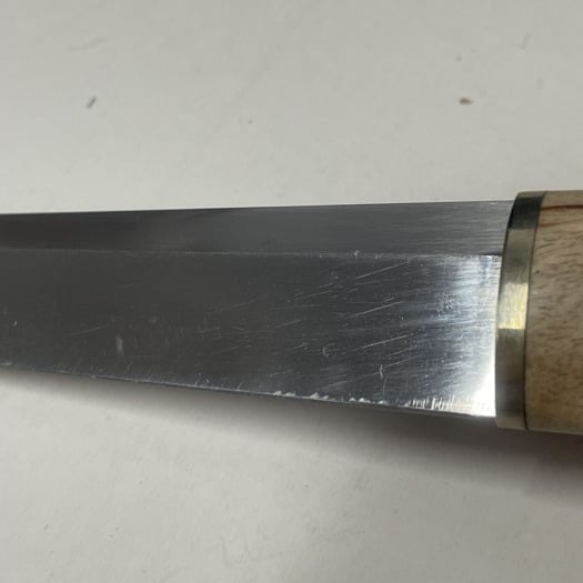 M.M Custom Knives Puukko, Curly birch / nickel silver