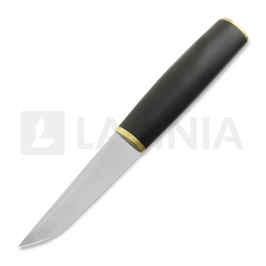 M.M Custom Knives Puukko, Stained walnut / brass, black