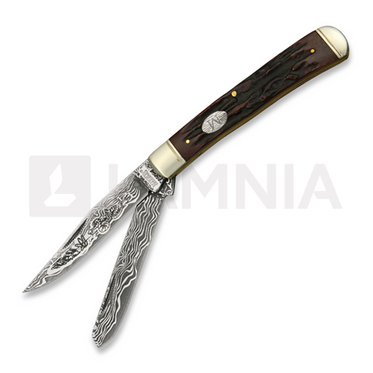 Marbles Trapper Etched Damascus Series 折り畳みナイフ