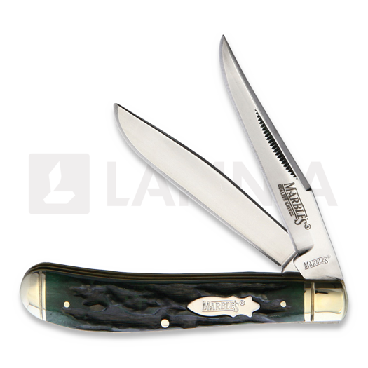 Nóż składany Marbles Trapper Green Stag Bone