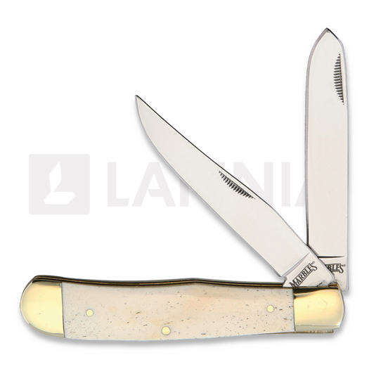 Couteau pliant Marbles Trapper White Smooth Bone