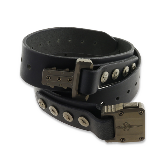 Opasok Marfione Custom Knives Apis, Black Buffalo Leather/Bronze Titanium