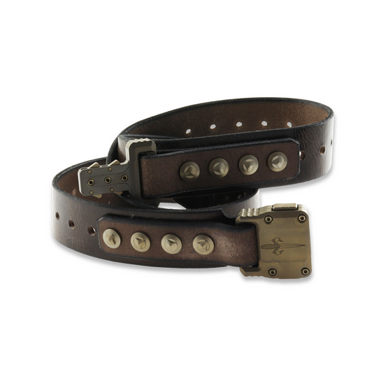 Marfione Custom Knives Apis belte, Dark Brown Buffalo Leather/Bronze Titanium