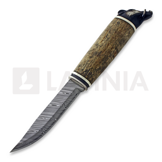 Marttiini Villisika Damascus Hopeaheloin LAMNIA EDITION puukko 546016W
