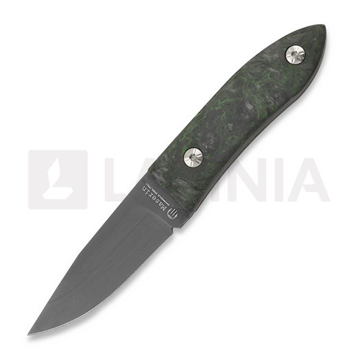 Maserin AM22 kniv, Damascus, Fat Carbon, grön