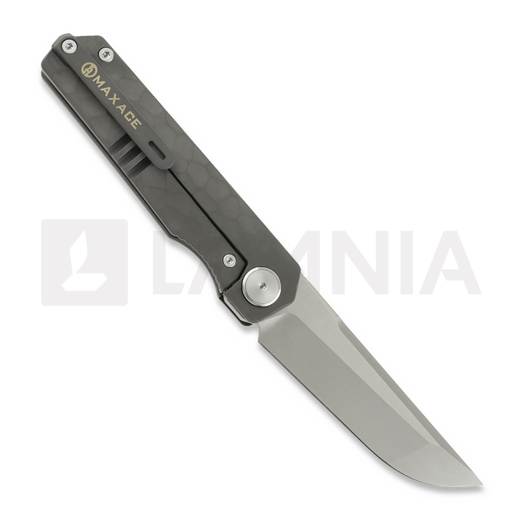 Maxace Baby Racoon Dog sulankstomas peilis, Patterned Titanium