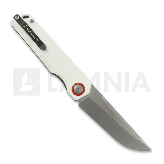 Maxace Baby Racoon-V kääntöveitsi, Ivory G-10