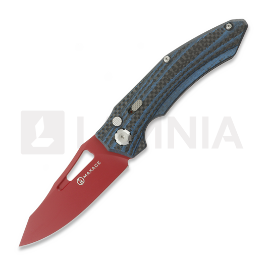 Couteau pliant Maxace Babylon-A, Blue Carbon Fiber, Red Cerakote