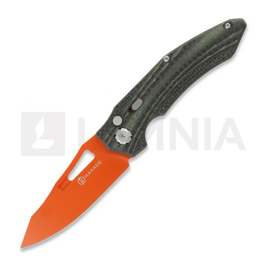 Nóż składany Maxace Babylon-A, Green Carbon Fiber, Orange Cerakote