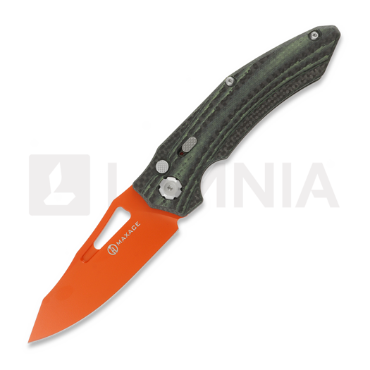 Coltello pieghevole Maxace Babylon-A, Green Carbon Fiber, Orange Cerakote