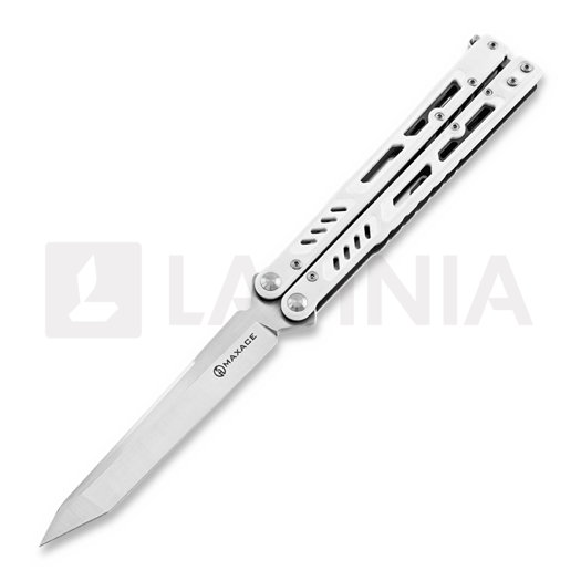 Navaja mariposa Maxace Banshee Tanto, satin, blanco