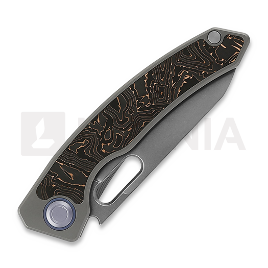 Maxace Black Mirror sulankstomas peilis, Grey Handle CF Inlay