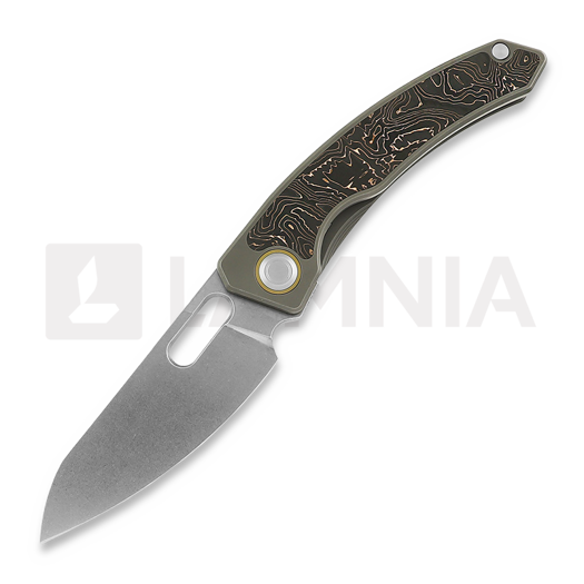 Maxace Black Mirror 접이식 나이프, Stonewash Handle CF Inlay