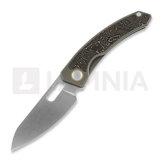 Maxace Black Mirror Taschenmesser, Stonewash Handle CF Inlay