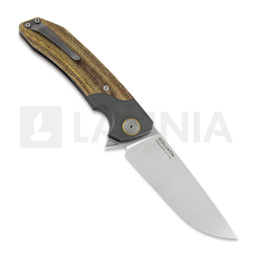 Maxace Goliath 2.0 sulankstomas peilis, brown canvas micarta