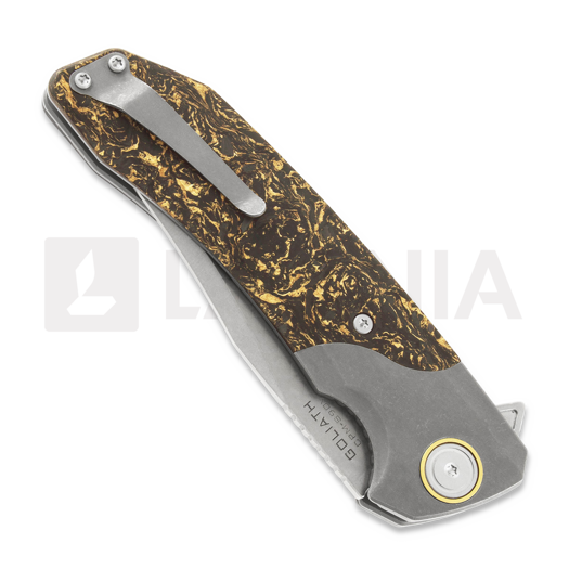 Maxace Goliath 2.0 CPM S90V Bowie kääntöveitsi, gold shred carbon fiber