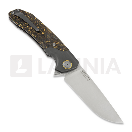 Maxace Goliath 2.0 sulankstomas peilis, gold shred carbon fiber