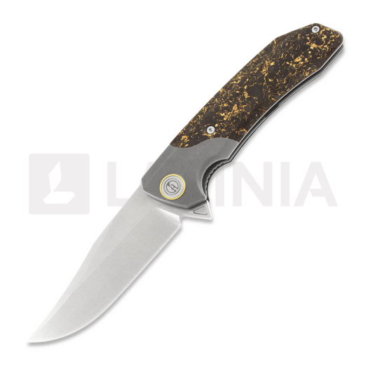 Navaja Maxace Goliath 2.0 M390 Bowie, gold shred carbon fiber