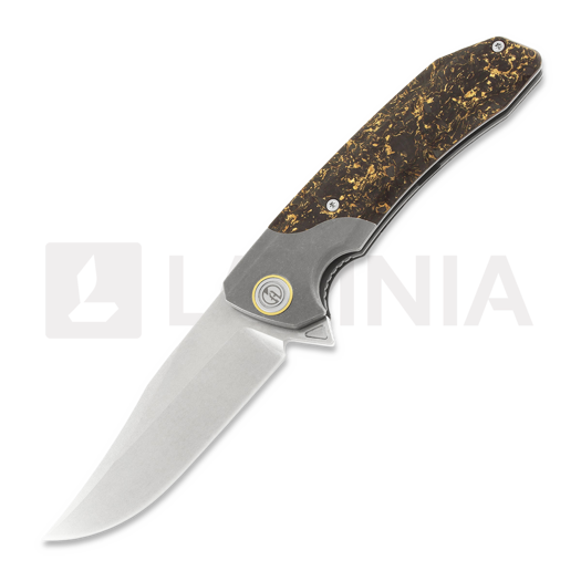 Maxace Goliath 2.0 M390 Bowie összecsukható kés, gold shred carbon fiber