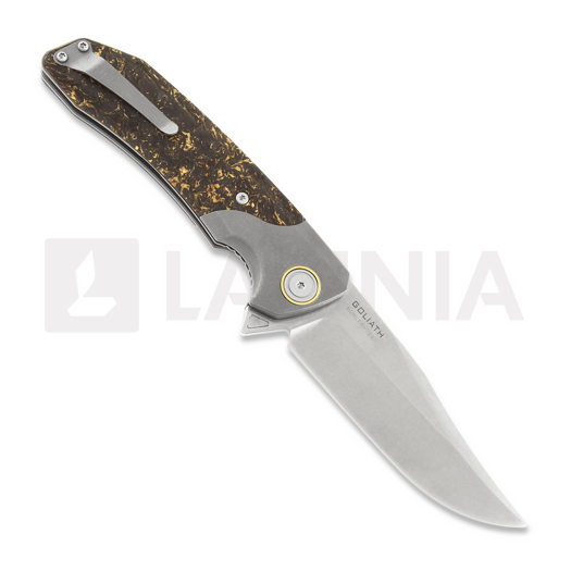 Maxace Goliath 2.0 M390 Bowie sulankstomas peilis, gold shred carbon fiber