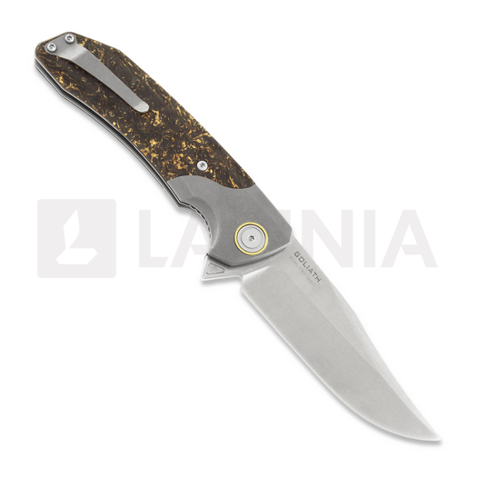 Maxace Goliath 2.0 M390 Bowie kääntöveitsi, gold shred carbon fiber