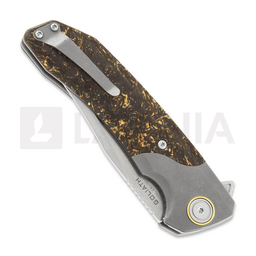 Maxace Goliath 2.0 M390 Bowie kääntöveitsi, gold shred carbon fiber