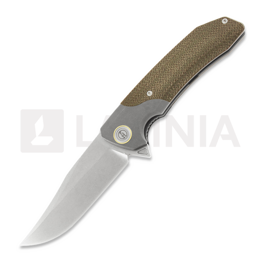 Maxace Goliath 2.0 M390 Bowie סכין מתקפלת, green canvas micarta