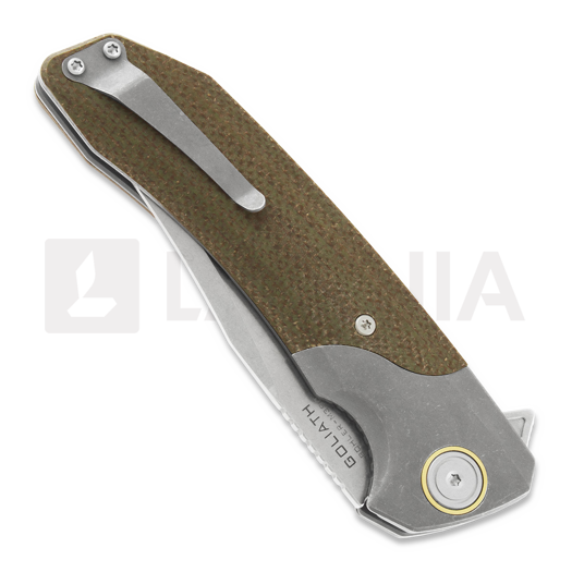 Maxace Goliath 2.0 M390 Bowie sulankstomas peilis, green canvas micarta