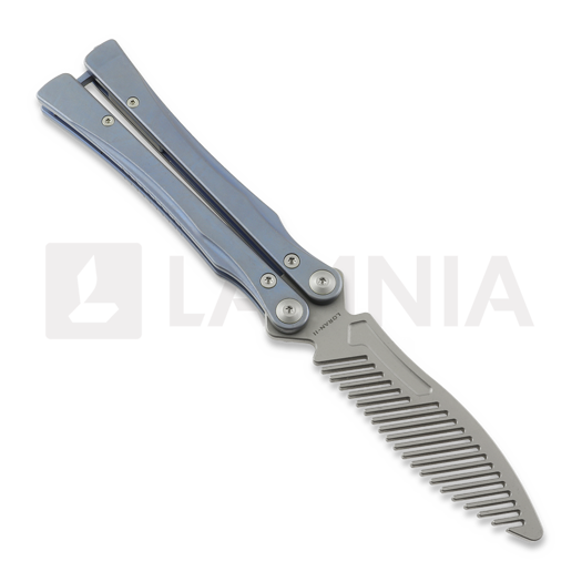 Maxace Loran II Comb balisong trainer, Blue Titanium